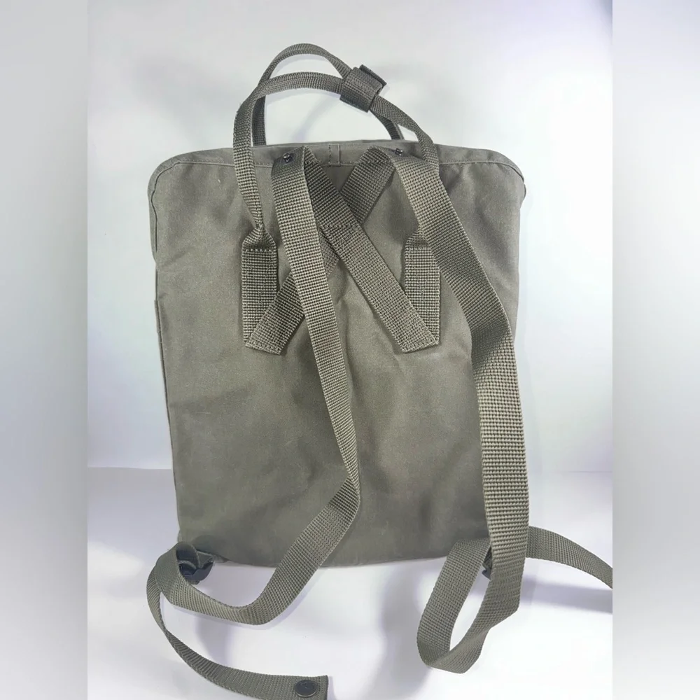 Fjallraven Kanken Backpack in Olive Green with Red Logo
